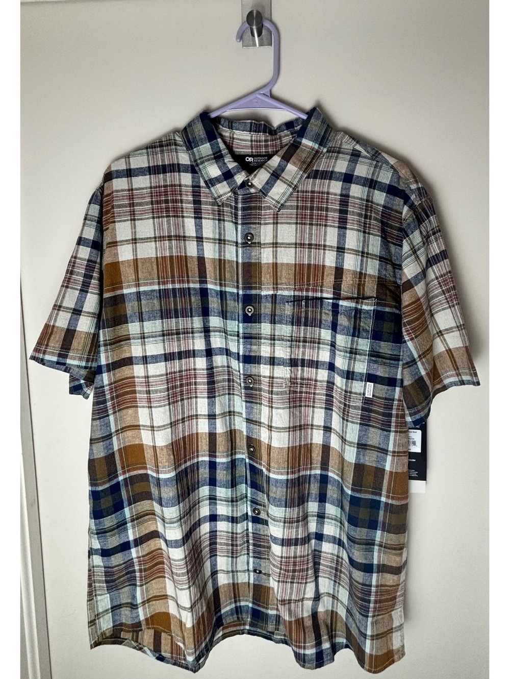 Outdoor Research Weisse Plaid Shirt Men L Hemp Organic Cotton UPF 30 NWT
